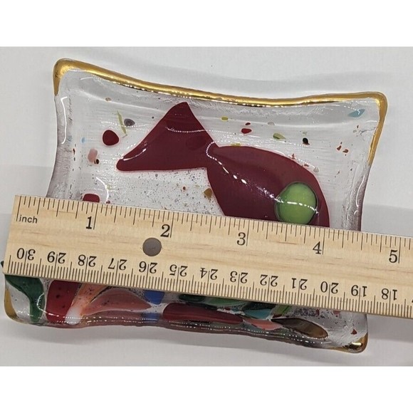 Hand made Fused Art Glass Soap Fish Dish / Sea Water Nautical Motif - Picture 2 of 7